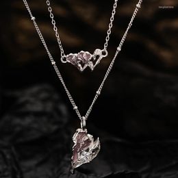 Chains Real 925 Sterling Silver Cherry Blossom Pink Love Necklace S925 Girls Accessories.