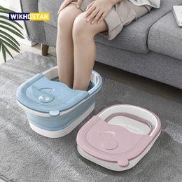 Other Bath Toilet Supplies WIKHOSTAR Foldable Footbath Bathroom Foot Soaking Bucket Plain Foaming Massage Bucket Folding Sauna Bathtub Pedicure Bath 230607