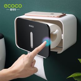 Toilet Paper Holders ECOCO Waterproof Paper Towel Box Wall-Mounted Non-Punching Creative Simple Design Home Bathroom Accessories Items Placement Rack 230607