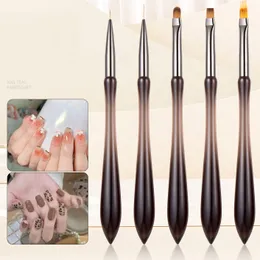 Wholesale Nail Brushes 5pcs Kit Set Light Therapy Nail Pens Fashion Tea Color Nails Art Blooming Brush Beauty Salon Nail Tools