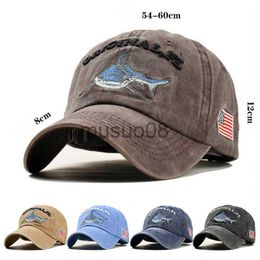 Ball Caps 2021 Fashion Summer Women Men Washed Cotton Men Baseball Cap Fitted Cap Snapback Hat Gorras Casual Embroidery Letter Shark Retro J230608