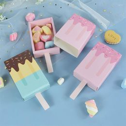 Gift Wrap 4/6pcs Cartoon Ice Cream Shape Candy Boxes Wedding Party Favor Box Popsicle Drawer Packaging Birthday Supplies