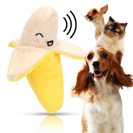 Puppy Pet Play Chew Toys Cute Dog Toys Plush Squeaky Sound Toy Pet Products Creative Banana Shape Dogs Cats Pets Supplies