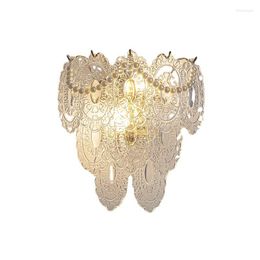 Wall Lamp Dimmable LED Pearl Chain Feather Leaf Shell Sun Flower Shaped Glass Bedroom Night Luxury Home Decor Appliance