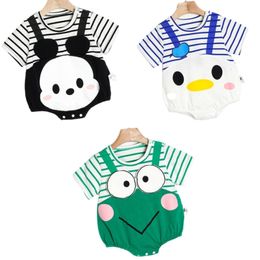 Rompers Cute Baby Romper for Girl Boy Summer Clothing Playsuit 018M Cartoon Printed Striped Patchwork Jumpsuit 230607