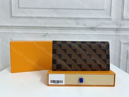 Women Wallet Stylish Men Jacket Long Wallets in Brown Waterproof Chequered Holding Notes Credit Cards With box Flip wallet M62665