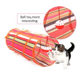 Pet Cat Tunnel Colourful Lovely Kitten Tunnel Toy With Crinkly Ball Play Fun Toy Tunnel Cat Rabbit Puppy Collapsible Bulk Cat Toy