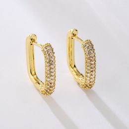 Hoop Earrings Mafisar Square Circle For Women Stainless Steel Shiny Cubic Zircon Earring 2023 Trend Party Jewelry Couple Gift