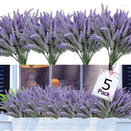 Decorative Flowers 5 Bundles Flocked Provence Lavender Artificial Bouquet For Home Wedding Decoration Grain Christmas Plastic Fake Plants