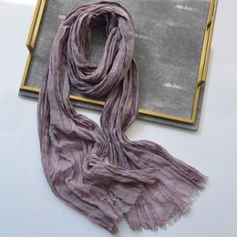 Scarves Women Winter Solid Colour Washed Cotton Linen Scarf Super Long Female Fashion Neck Warm Bufandas Foulard