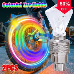 New 2pcs Colorful Wheel Lights Car Motorcycle Bicycle Tire Decorative Lamp Tyre Air Valve Stem LED Light Cap Cover for Mouth AV/ FV