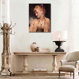 Luxurious Canvas Art Portrait Painting by Frederic Leighton Gulnihal Hand Painted Study Rooms Decor