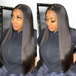 Lace Frontal Wig 13x4 Lace Front Wig Human Hair 30 34Inch Bone Straight Transparent Lace Human Hair Wigs 4x4 Lace Closure Wig