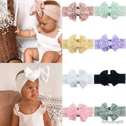 Hair Accessories New Big Bow Baby Girl Headband Soft Mesh Turban Toddler Kids Headwear Elastic Infant Newborn R230608