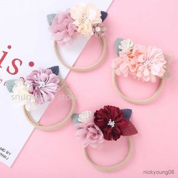 Hair Accessories Baby Girls Hairbands Newborn Fabric Flowers For Headbands DIY Jewelry Photographed Photos Children R230608