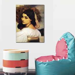 High Quality Frederic Leighton Classical Portrait Canvas Art Pavonia Hand Painted Bedroom Decor