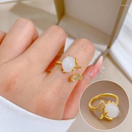Cluster Rings Luxury White Jade Ring Size Adjuster For Female Women Girls Fashion Finger Gift 2023 Knuckle Jewellery Party