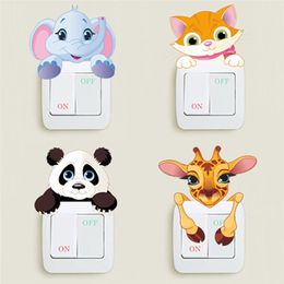 Lovely Animals Switch Stickers Home Decoration Elephant Cat Panda Giraffe Mural Art Kids Room Diy Decorative Pvc 3d Wall Decal