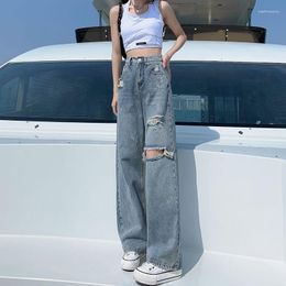 Women's Jeans With Holes Korean Clothes Jean For Women Big Size 2000s Streetwear 90s Japanese Y2k Fashion Street Wear Wide Leg Pants