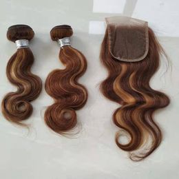 Wig Caps Htonicca Hair Extensions 8 Short Bob Style Body Wave Ombre 1B2730 Remy Human Hair Bundles Honey Blonde Brazilian Hair Weave J230306