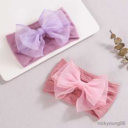 Hair Accessories Turban Baby Girl Headband Knit Band For Children Bows Headbands Mesh Headwraps Elastic Infant Headdress R230608