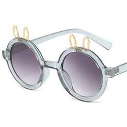 NEW Children Sunglasses Cartoon Sun Glasses Round Frame Adumbral Anti-UV Spectacles Cut Rabbit Ear Eyeglasses Ornamental