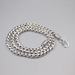 Chains Pure 925 Sterling Silver Chain Width 5mm Twisted Rope Hinge Link Necklace 55cm / 56-57g For Man Gift