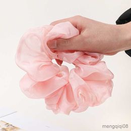 Other Korean Woman Big Organza Scrunchie Elastics Hair Band Solid Colour Scrunchies Ties Ladies Ponytail Hold Accessories New R230608
