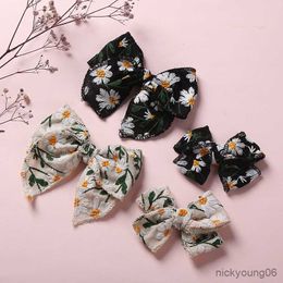 Hair Accessories Bow Baby Clips For Girl Infant Cotton Barrette Kids Embroidery Hairpins R230608