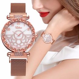 Wristwatches Women Magnet Buckle Diamond Watch Luxury Ladies Stainless Steel Quartz Clock Relogio Feminino Drop