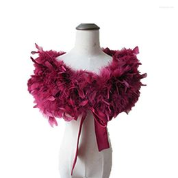 Scarves Real Ostrich Feather Fur Wraps Bolero Solid Wedding Party Shawl Black White Women Winter Pink Cape Protect Shoulder S72