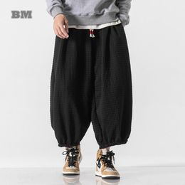 Pants Chinese Style Waffle Corduroy WideLeg Bloomers Harajuku Casual Harem Baggy Pants Plus Size Joggers Oversize Cropped Trousers