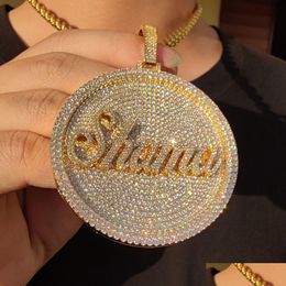 Pendant Necklaces Custom Hip Hop Diamond Letter Bold Religious Bling Drop Delivery Jewellery Pendants Dhfqw