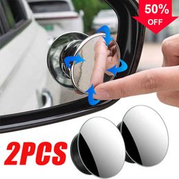 New Car Blind Spot Mirror 360 Rotatable Vacuum Suction Cup Frameless Round Mirror Adjustable Auto Auxiliary Reverse Rearview Mirror