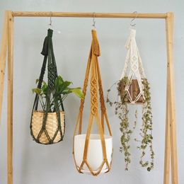 Planters Pots Handmade Macrame Plant Holder Cotton Various Styles Flower Pot Hanger Hanging Basket For Wall Decorantion Courtyard Garden Decor 230607