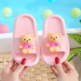 Slipper Summer Childrens Slippers Cute Cartoon Bear Pattern Nonslip Breathable Boys Girls Comfortable Soft Home Shoes Kids 230608