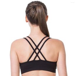 Yoga Outfit Women Sports Bra Cross Straps Nylon Running Gym Push UP Breathable Quick Dry Padded Underwear Tank Top For Fitness