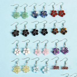 Charm 6Mm Stone Ball Flower Shape Pendant Wire Wrapped Star Earrings Healing Reiki Jade Chakra Dangle Jewellery Wholesale Drop Dhgarden Dhzir