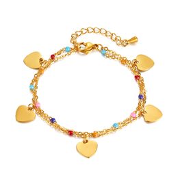 woman Stainless steel love charm bracelet double layer fashion gold chain bracelets