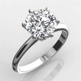 Cluster Rings Classic Luxury Real Solid 925 Sterling Silver Ring 2Ct Round-cut SONA Diamond Wedding Jewelry Engagement For Women SZ 4-10
