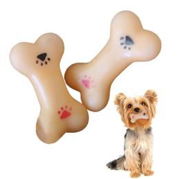 Cute Bone Dog Toys Durable Natural Rubber Puppy Squeaky Chew Toys For Small Dog Teeth Cleaning Pet Training Interactive Supplies