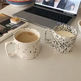 Mugs Ins Creative Retro Ceramic Splash Ink Wave Dot Mug Coffee Milk Cup Minimalist Design Home Couple Ceramic Water Cup 230607