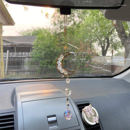 Keychains Crystal Moon Mini Car Charm Sun Catcher Rear View Mirror Bohemian Witchy Celestial Decor Witchcraft Decoration