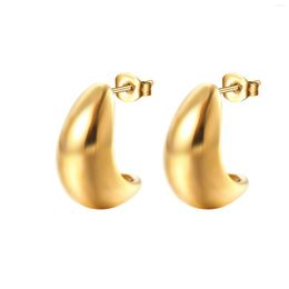 Stud Earrings Retro Titanium Steel Smooth Semi Circular Thick For Women Piercing Earing Gift Fashion Jewelry ZK30