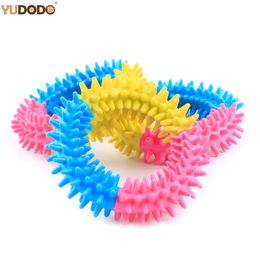 1pc Rubber Ring Dog Toy Three Colour Lovely Pet Molar Tooth Cleaning Bite Resistant Puppy Dog Chew Toys