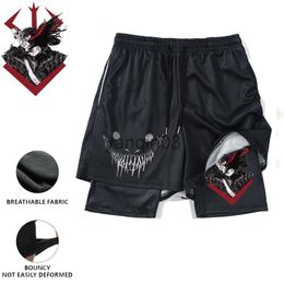 Men's Shorts Anime Berserk Men Running Shorts Trunks Quick-dry Guts Print Male Joggers Casual Shorts Beach 2 In 1 Gym Sport Workout Shorts J230608