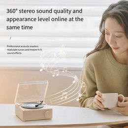 Portable Speakers Retro Wireless speaker Bluetooth Stereo music player Desktop alarm clock Retro record shape small stereo