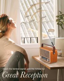 Portable Speakers Classic Retro Style Radio with Bluetooth Speaker Wood radios rechargeable battery