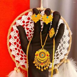 Necklace Earrings Set Dubai Bridal Wedding 24K Gold-Plated Ring Female Jewellery YY10030
