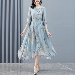 Dresses O Neck Floral Slim Fit Party Spring Summer Dress Women 2022 Midi Fashion Elegant Three Quarter Sleeves Vestidos De Boda Invitada